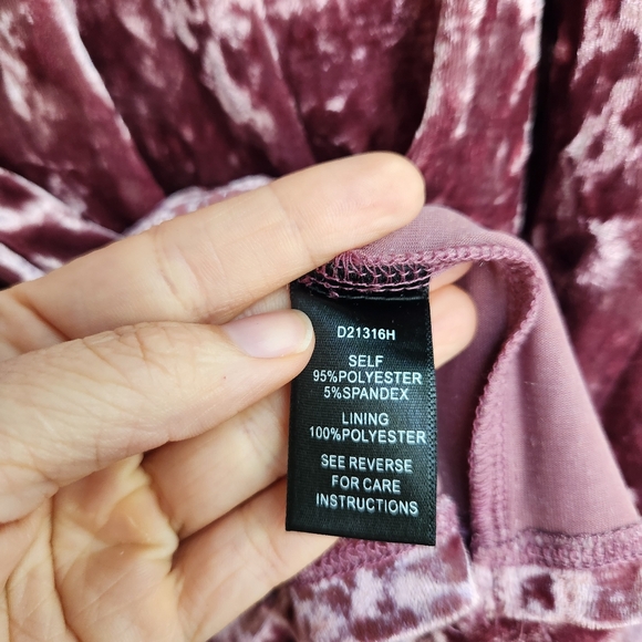 NWT DAF House Asymmetric Velvet Wrap Style Mini Dress - Mauve - Picture 10 of 10